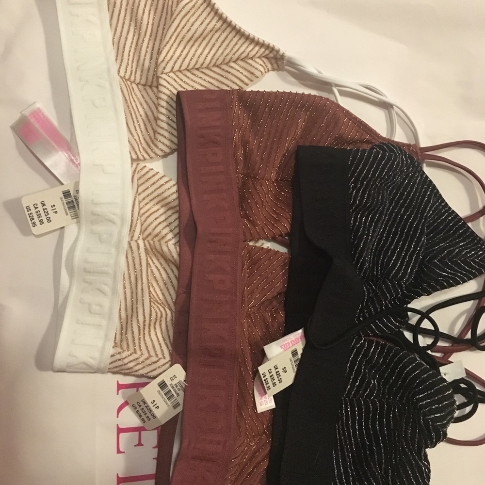 (NWT) VS PINK Set of 3 Unlined Bralettes